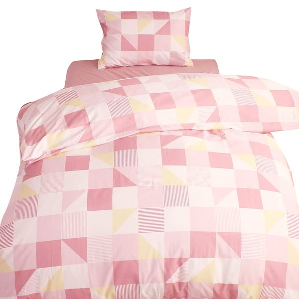 Merry Night FF12115-16 Duvet Cover, Square, Pink, Single Long, Approx. 59.1 x 82.7 inches (150 x 210 cm), Zipper on Both Sides, Easy to Put Futon, Washable, Quick Drying, Wrinkle Resistant