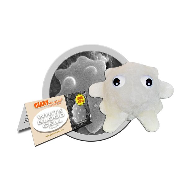 GIANTmicrobes White Blood Cell Plush - Educational Get Well Gift, Learn How these Heroic Cells keep you Healthy, Includes Info Card, Health, Immune System, Medical, Biology gift and Learning Tool