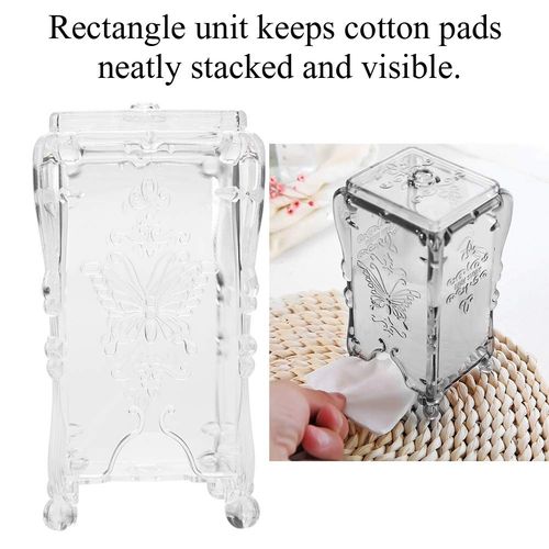 Sonew 3 Colors Cosmetic Storage Box - Makeup Cotton Pad Organizer Nail Art Wipe Cotton Storage Tools with Cap,Fashion appearance,Versatile Use,Ideas Girlfriend, Women, Mom (Transparent)
