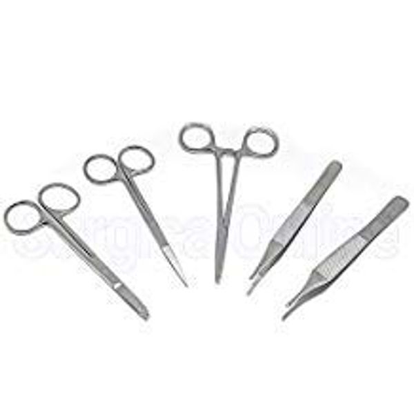 5 Pieces Scissors Forceps Hemostats Needle Holders Suture Lacreamon Set