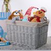 Home Storage Grey Painted Rectangular Wicker Basket Laundry Toys Baby Nursery Collection Box (Medium)
