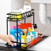 2 Pcs  Under Sink Organizer Sliding Storage Drawer  Kitchen Bathroom Cabinet