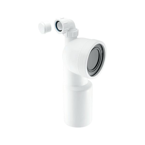 McAlpine 90 Degree Bend Adjustable Length Rigid WC Connector with Vent Boss WC-CON9V