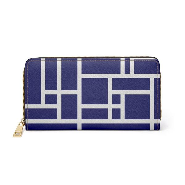 Womens Wallet, Zip Purse, Blue & White Colorblock - One size