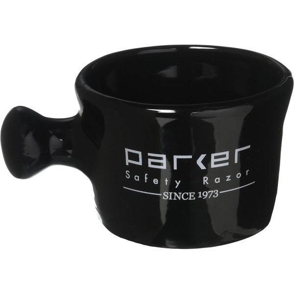 Parker Safety Razor Deluxe Stoneware Apothecary Shaving Mug – for use with up to 3” Shave Soaps and Lathering Shave Creams – Handmade in the USA (Black)