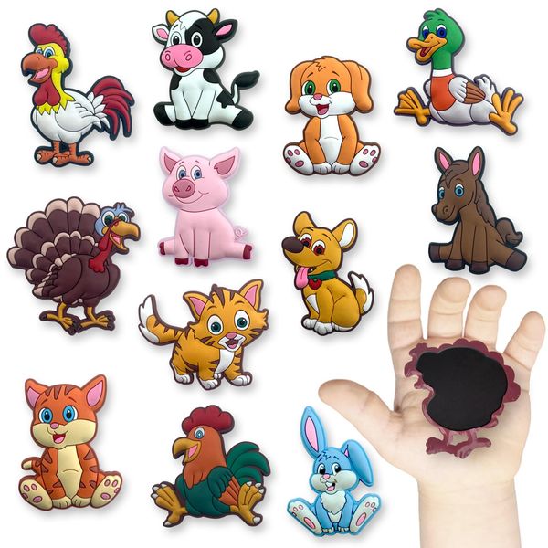 Fridge Magnets for Toddlers 1-3, ACROFEK 12 PCS Cute Animal Fridge Magnets, Soft Rubber Refrigerator Magnets for Kids, Great Educational Toys Toddler Magnets Learning Gift