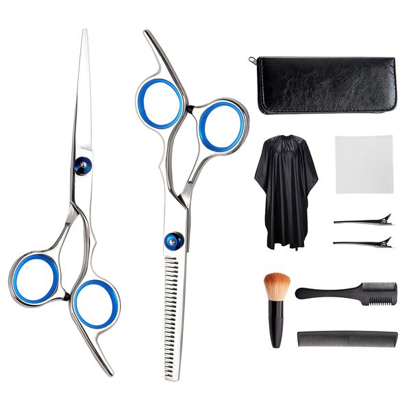 Hair Cutting Scissors Haircut Scissors Kit Professional Hairdressing Tools Barber Case Japanese Stainless Steel 6.5 Inches Thinning Salon Shears for men women kids Home Razor Edge Hair Trimmer Set