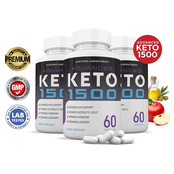 Advanced Keto 1500 Keto ACV Pills 1275MG New Improved Formula 3 Pack