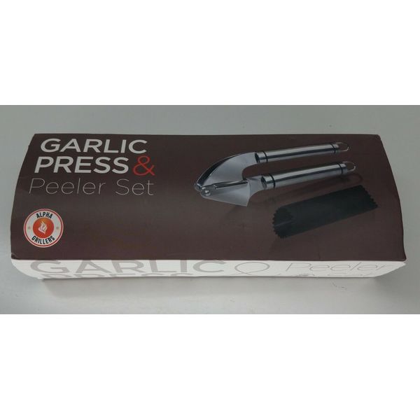 Alpha Grillers Garlic Press Stainless Steel Mincer Crusher Peeler Silicone Roll