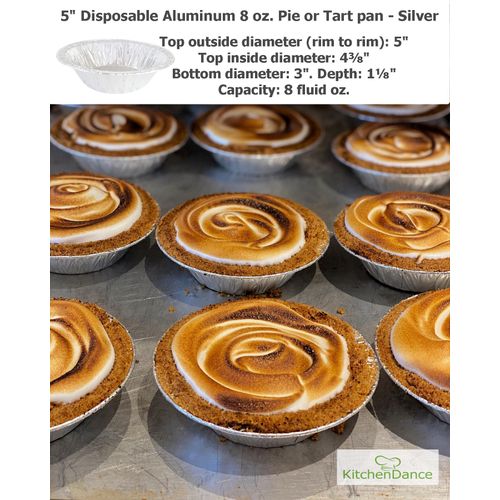KitchenDance Disposable Aluminum Foil Tart Pan with Lid - 5" Aluminum Foil Individual Pie Pans, Baking Pan Perfect for Pies, Cobblers - 501P, (25)