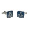 Masonic Blue Square & Compass Silver Coloured Cufflinks In Onyx Art Box