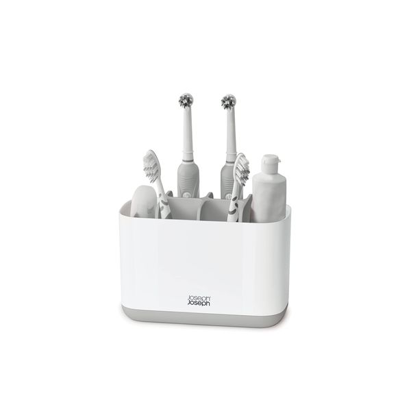 Joseph Joseph Easy-Store - Large Toothbrush Holder Caddy, Bathroom Storage - White/Grey