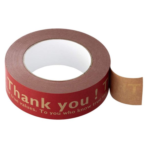 HEADS T-KL1 Craft Tape, 1.5 x 16.6 ft (3.8 x 50 m) Roll, Red, 1 Roll, Thank You Tape, Seal Packing Tape, Made in Japan