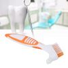 Denture Brush Denture Toothbrush Washing Brush Dual Head Safe Denture Washing Tools,Premium Hygiene Denture Brush False Teeth Brushing Tools for Denture Care Denture Tool Oral Care Orange