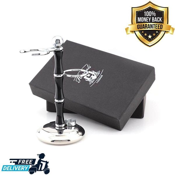 Men Safety Razor Shaving Stand and Clean Shave Brush Holder Resin Black Color CE