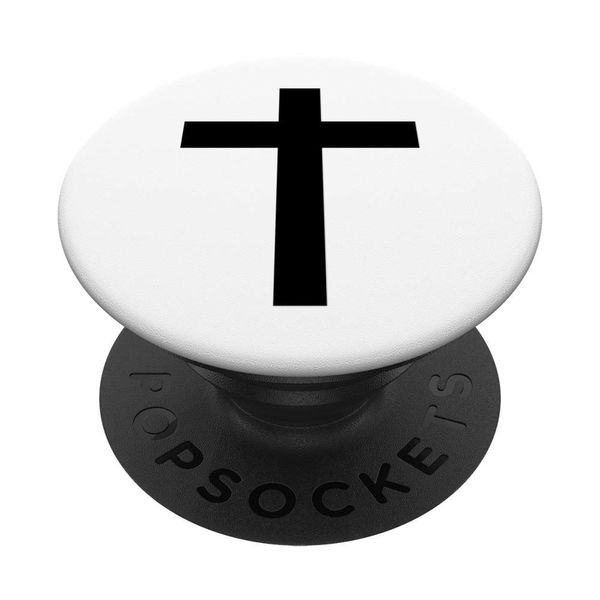 Black Cross White PopSockets PopGrip: Swappable Grip for Phones & Tablets