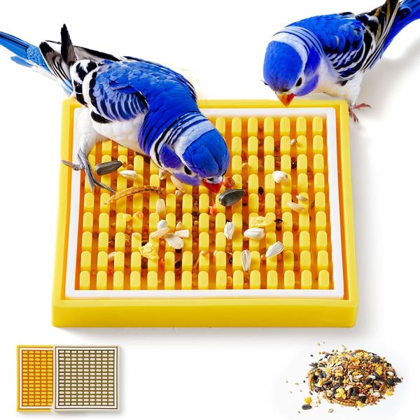 Jevnd 2Pcs Bird Foraging Toys Puzzle, Bird Slow Feeder Mats, Interactive Parrot Foraging Toys to Increase Feeding Time, Bird Enrichment Toys for Rat, Parakeet, Cockatiel, African Grey, Conure, Budgies