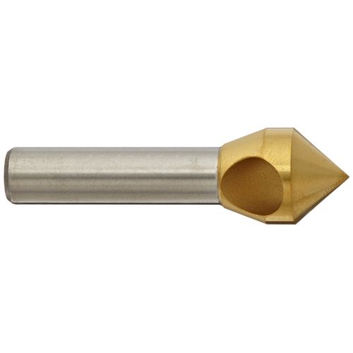 KEO 53513 Cobalt Steel Single-End Countersink, TiN Coated, 82 Degree Point Angle, Round Shank, 3/8" Shank Diameter, 5/8" Body Diameter