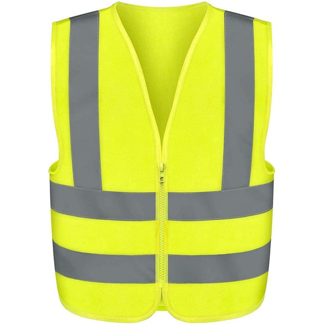 Neiko 53942A High Visibility Safety Vest with Reflective Strips | Size X-Large | Neon Yellow Color | Zipper Front | For Emergency, Construction and Safety Use