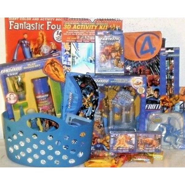 NEW FANTASTIC FOUR MARVEL EASTER TOY GIFT BASKET BATH TUB TOYS PLAYSET BIRTHDAY