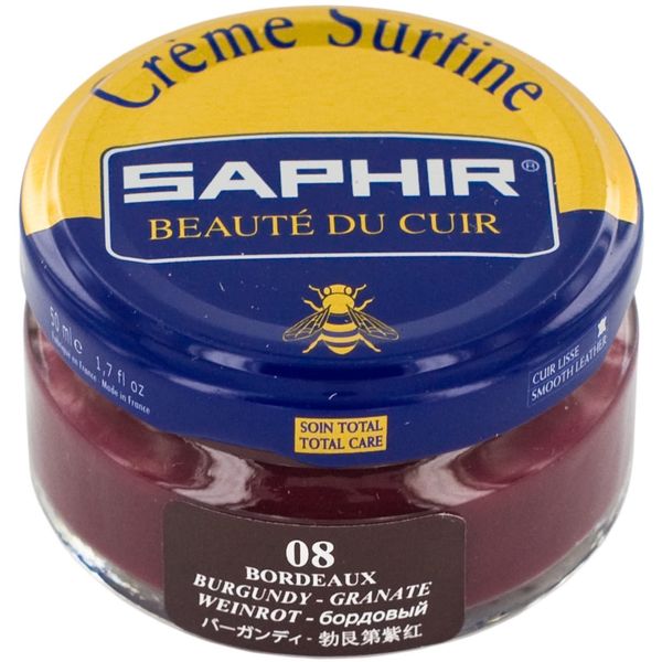 Saphir Shoe Cream Beaute du Cuir Creme Surfine 50ml glass jar (Burgundy)