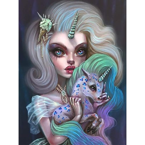 MMAHD 5D DIY Diamond Art Painting Kits, Cartoon Girl Round Full Drill Diamond Art Crafts Home Wall Decoration 9.8 x 11.8inch