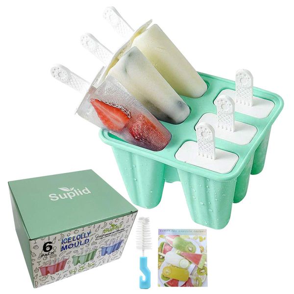 Ice Lolly Mould 6 Pieces Reusable Silicone Popsicle Mold Easy to Remove Ice Lolly Maker - BPA Free Ice Pop Mould