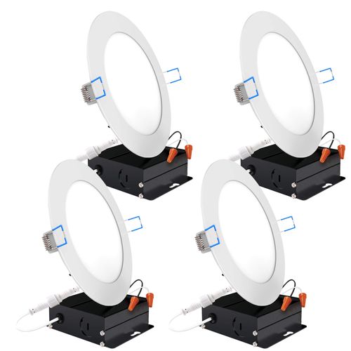 Sunco Lighting 4 Pack 6 Inch Ultra Thin LED Recessed Ceiling Lights Slim, 5000K Daylight, Dimmable, 14W=100W, Wafer Thin, Canless with Junction Box - Energy Star ETL T24