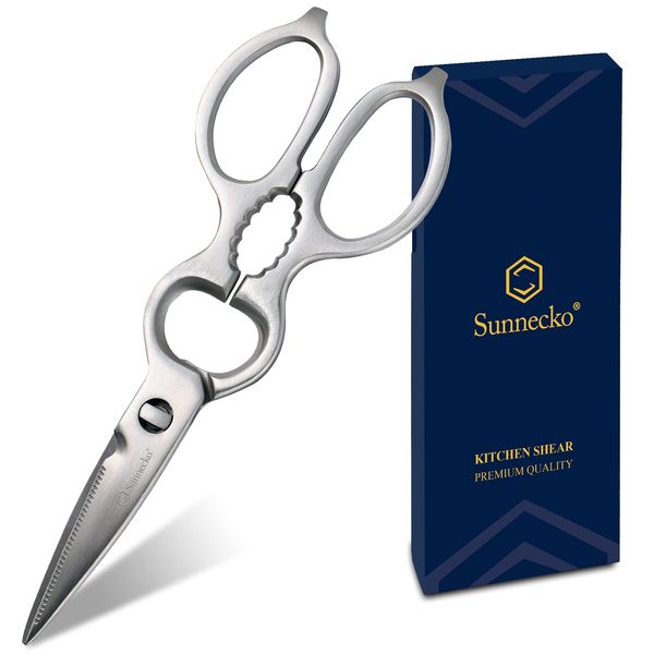 Sunnecko Kitchen Scissors, Kitchen Scissors, All Stainless Steel, Dishwasher Safe, Disassemble and Washable, Versatile Scissors, For Cooking, Grilled Meat, Multi-functional, Gift