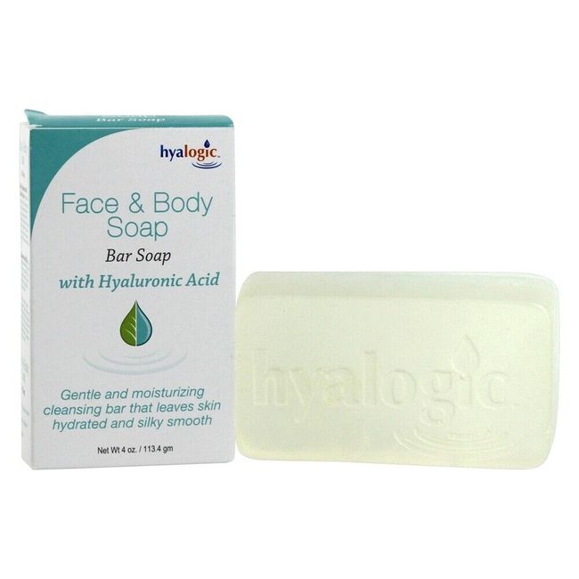 Hyalogic Face & Body Bar Soap with Hyaluronic Acid, 4 Ounces