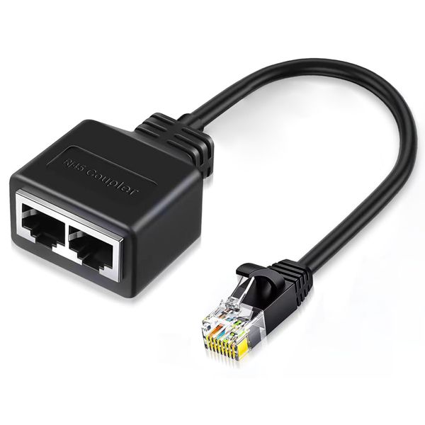 Ethernet Splitter Adapter 1 to 2, RJ45 Connector Network Internet Extension Cable, Cablecat 7 6 5 5e Splitter 2 Port Adapter