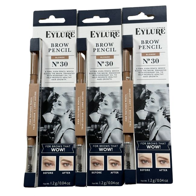 3 Pack - Eylure Firm Texture Eye Brow Pencil 30 Blonde - New in Box