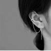 Silver double ear cuff and chain | Crystal ear cuff | Double ear cuff and chain