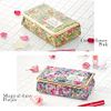 Cyalel Yahata Sharel Yahata Box Pouch with Mirror, Makeup Pouch, Cosmetic Pouch, Accessory Holder, Floral Pattern, Adult, Cute, Stylish, Gift, Gamaguchi, Made in Japan, LC, Botanical, Magical Daisy, Purple