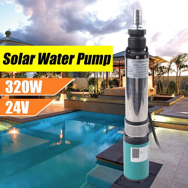 320W DC24V 25mm MAX 60M Solar Water Pump Submersible Bore Hole Deep Well Pump