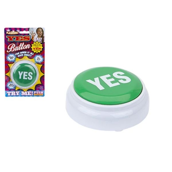 Fun Green & White Novelty Yes Button - (1 Pc.) - Perfect for Office, Desk, or Gift