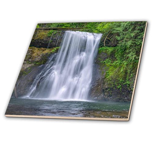 8 Inch Glass Tile - USA, OR, Silver Falls SP.North Fork Silver Creek at Upper North Falls Landscape