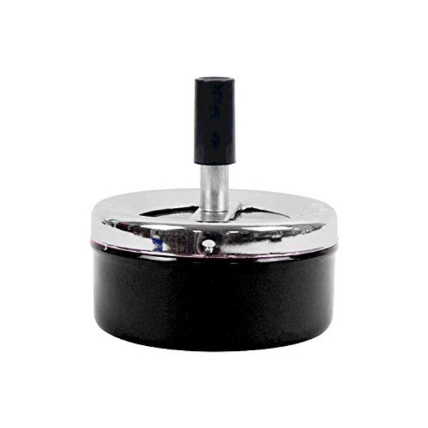 HSD Metal Revolving Ashtray Cigarette Push Down Spinning Ash Tray (Black)