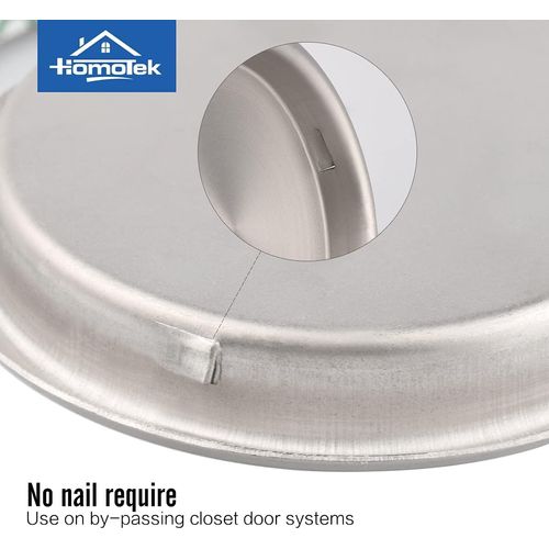 HOMOTEK Closet Door Handle, 2-1/8” Round Sliding & Bypass Door Pulls, Easy Snap No Drill, Brushed Nickel