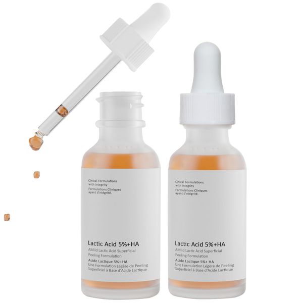 Lactic Acid Serum For Face, 30ML Moisturizing Lactic Acid 5% + HA Face Serum For Exfoliating, 2 PCS Exfoliating Serum For Dry Skin.
