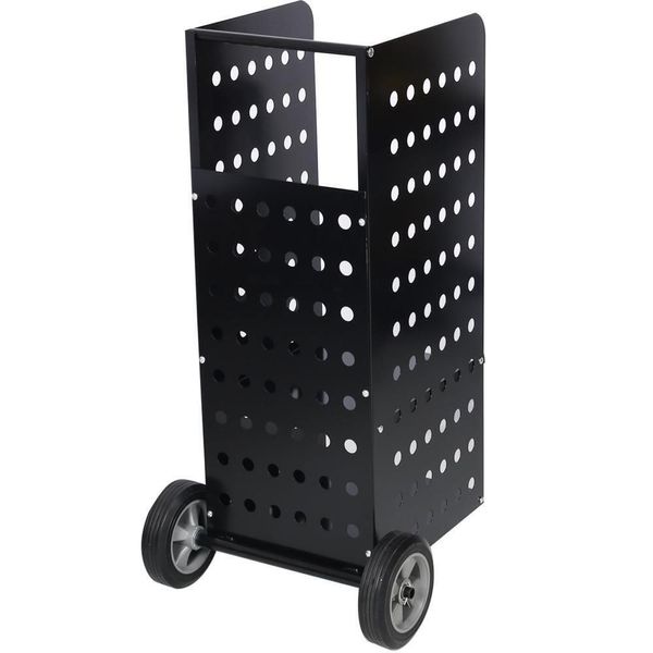 Fireplace Log Rolling Cart Perforated Metal Construction Wood Rack Firewood Cart