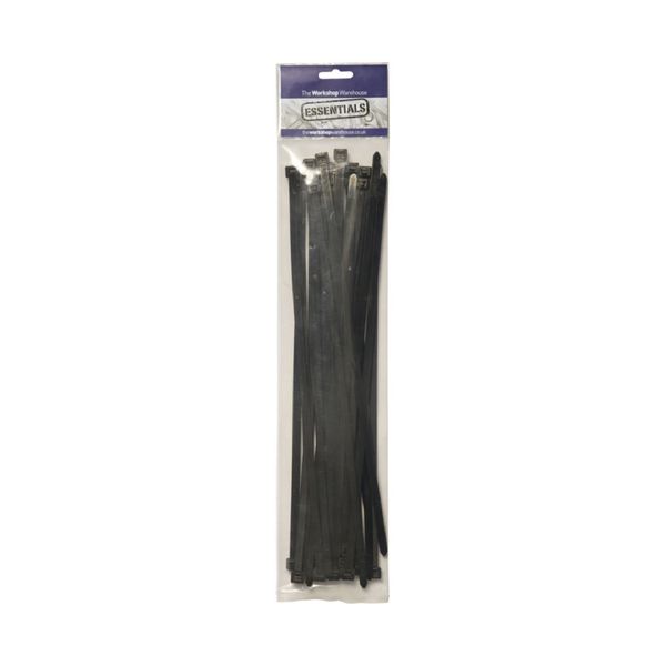 Genuine 125x Essentials Cable Ties Black 370 X 7.6 mm Accessories Tool DIY - ...
