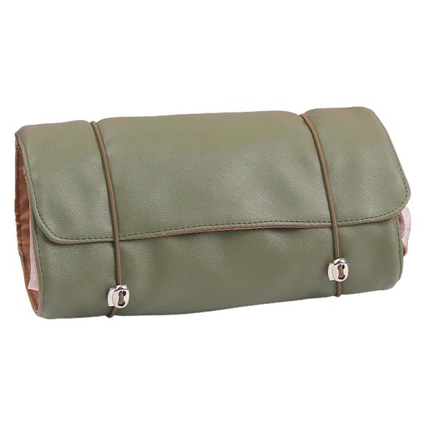 Suitcase Company GPT Cosmetic Pouch, Makeup Pouch, Roll Pouch, Large Capacity, Large Capacity, Women's, Men's, Storage, Fashionable, Travel, Cosmetic Tools, Pockets, Removable Faux Leather, green (olive green)