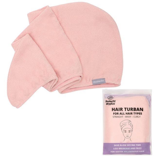 PROTECHT DRYPLUS Super saugfähiger Mikrofaser-Haar-Turban, Gossamer-Pink