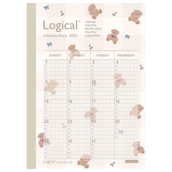 Logical Diary 2025 Monthly Note Type A/B6/Teddy NS-B602-25AS2