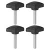sourcing map 4pcs Tee Wing Knobs Thumb Screws M6 x 35mm Standard Male Thread Plastic T Knobs Handles Hand Clamping Thumbscrew, Black