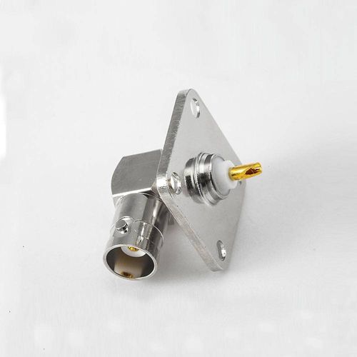 Elecbee BNC Connector Cable Solder Female 90 Degree Panel Mount 4 Hole Flange