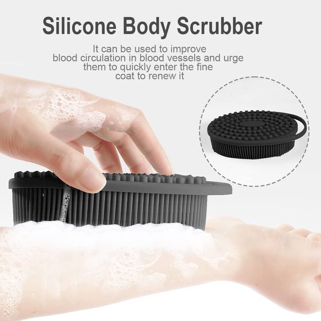 2 In 1 Bath And Shampoo Brush, Silicone Body Scrubber For Use In