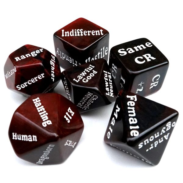 Dungeon Helper Dice: Character Creator Dungeon Master NPC Character Randomizer 6 Dice Set Tabletop Role-Playing Games Compatible w/D&D Dungeons and Dragons Other TTRPG Instant Roll Game Master DM GM