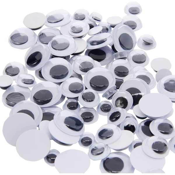 Creation Station 100 Peel & Stick Wiggle Eyes, Black, Assorted Sizes